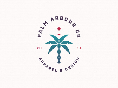 Palm Arbour Co. Logo Development 3 adventure apparel brand branding clothing crest design fashion gradient holiday logo palm palmtree swimwear travel tropical vacation vector