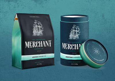 Travelling Merchant Packaging Designs brand branding coffee coffee bag design logo package mockup packaging travel