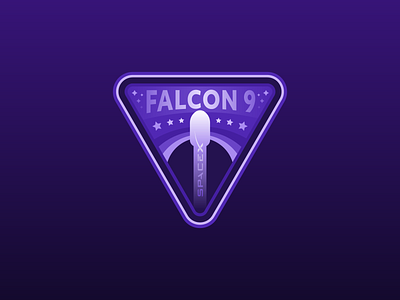 Dribbble Warm Up - Mission Patch emblem galaxy gradient icon purple rocket space stars triangle