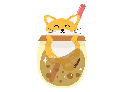 Cute Cat Drink graphic design vector