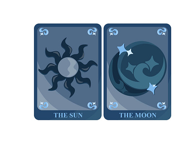 The Sun & The Moon Tarot Card blue graphic design