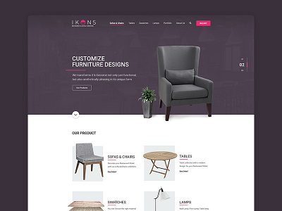 Homepage - Furniture chair clean design furniture homepage interior landing page modern product showcase ui website