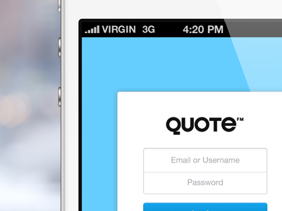 QUOTE.fm iPhone App - Login screen app concept design ios iphone quote.fm simple ui ux web