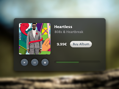 Music Player Widget button clean fresh minimalistic music player simple ui web