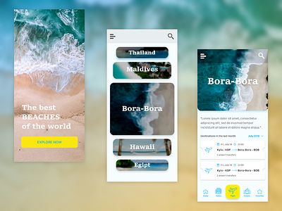 The Best Beaches Of The World adobe xd app design design ui