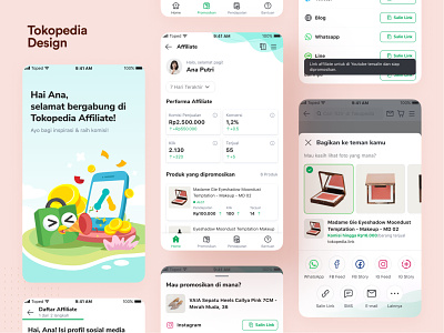 Tokopedia Affiliate affiliate apps commision discovery ecommerce goto illustration interaction design mobile sharing tokopedia ui ux