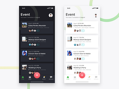 Event Management Apps apps create event event interaction ios iphone x list mobile schedule ui ux user experient user interface