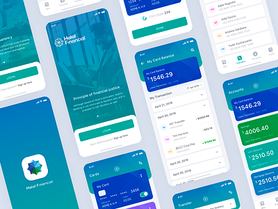 Mobile Banking - Halal Financial apps bank banking card contact exploration financial ios iphone x landing page mobile onboarding splash screen splashscreen transactions ui ux