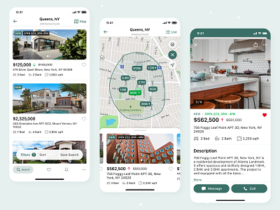 Real Estate App - Mobile 2020 trend app app concept application clean design designer flat housing interface ios app listings map property marketing property search real estate rent search ui ux ux