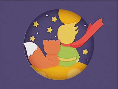 Little Prince animation branding design illustration paper cutting poster webdesign