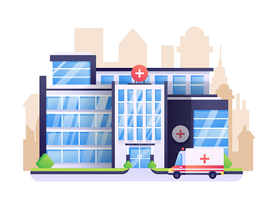 Hospital Building ambulance clinic drugstore emergency healthcare hospital illustration medical paramedic pharmacy surgery
