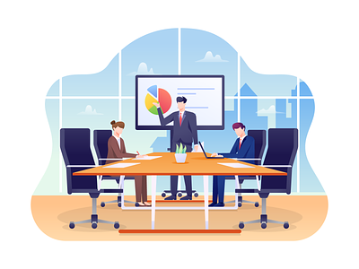 Boardroom Illustration boardroom company conference discussion illustration leader manager meeting office presentation vector