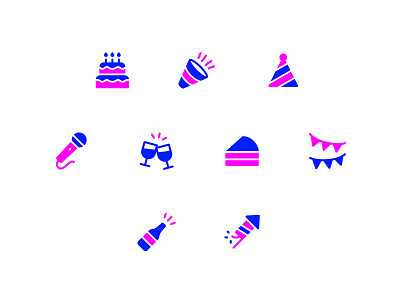 Birthday Party Icon Set birthday celebration design icon icons party symbol vector