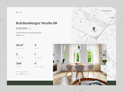 Real Estate Concept animation architecture berlin clean map minimal photos pin property real estate slider transition ui web webdesign