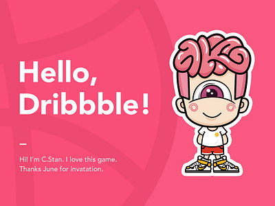 Hello Dribbble cute dribbble firstshot follow hello illustration pink