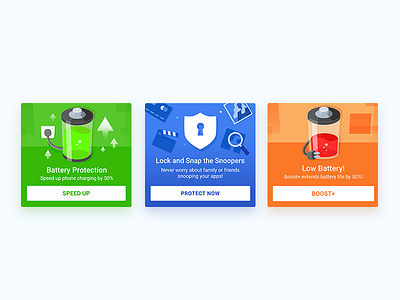 Feature toast app applock battery boost illustration material design shield toast ui