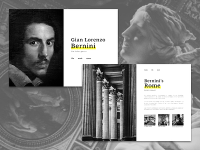 Bernini's Concept website art arte baroque bernini black and white bw clean concept geometric minimal painting photo photography pictures rome sculpture sketchapp web web design yellow
