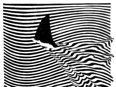 Surface Tension block print handmade illustration ink linocut linoprint relief shark