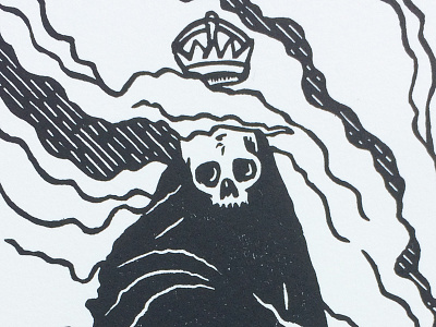 "Sovereign" linocut linocut printmaking relief print skull tarot