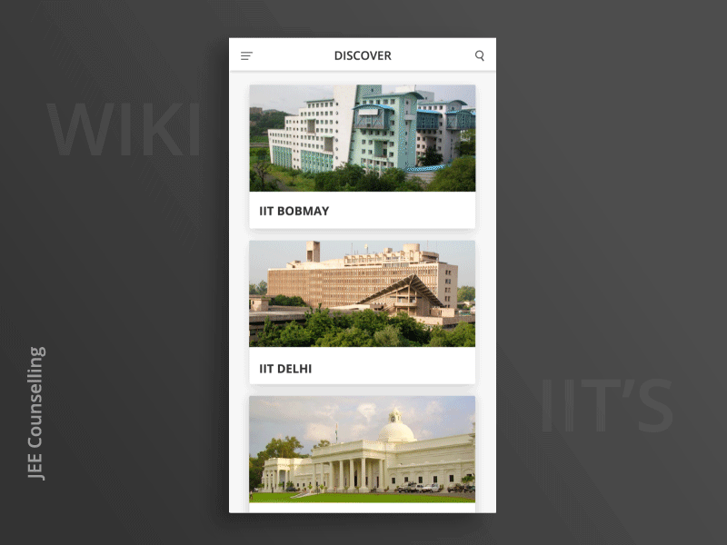 JEE Counselling App | Interaction animation app cards counselling design flat gif iit interaction jee ui ux