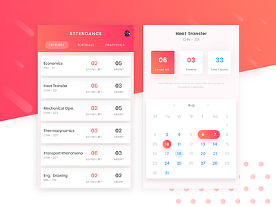 Attendance App | For Students all android app attendance calendar cards design schedule screens ui ux