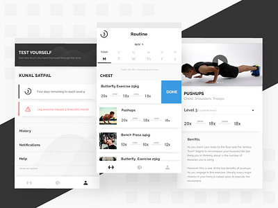 Get_Sweat | Gym Training App app design gym levels profile swipe training ui ux week