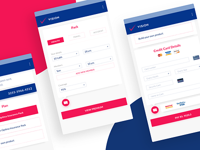 Vision Insurance | Chat bot bot card chat design details forms navigation payment product ui ux