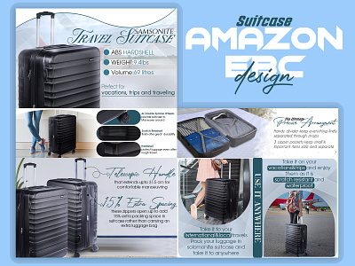 Suitcase EBC Design | Amazon EBC amazon a content amazon ebc amazon listing images branding design graphic design typography