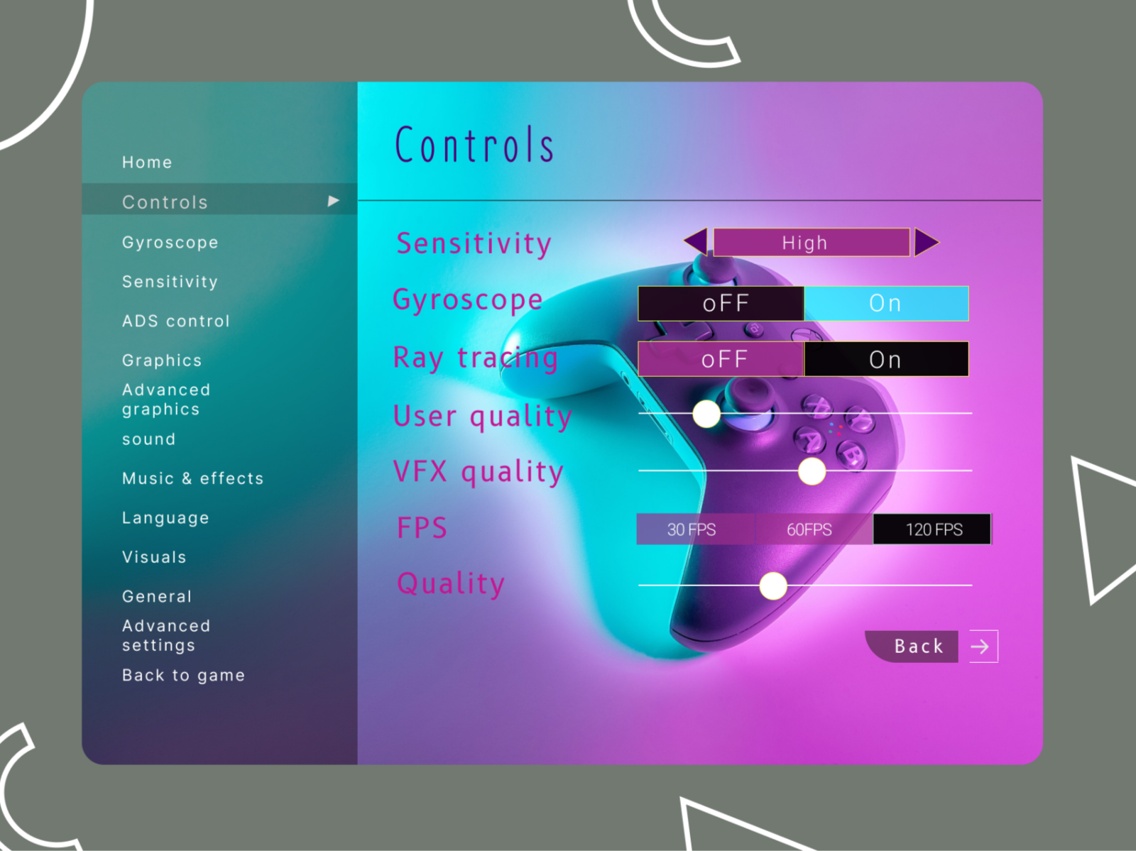 Game settings design by Harsh Pareta on Dribbble