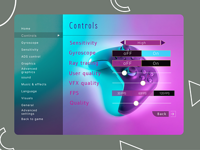 Game Settings Interface by Pierre L on Dribbble