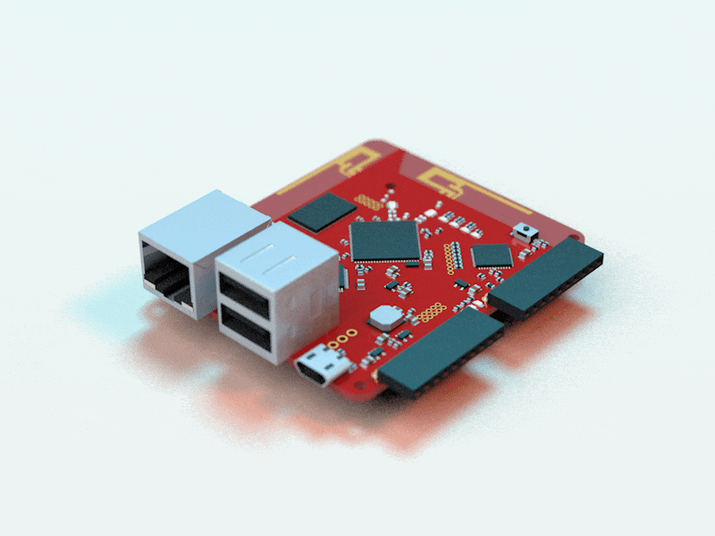 Electronic cards - Tessel 2 3d board c4d electronic card gif io microcontroller pcb tessel