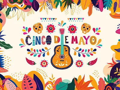 Mexico Cinco de Mayo cartoon celebration cinco de mayo guitar holiday illustration mexican mexico skull vector