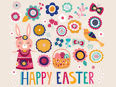 Easter illustration easter easter bunny hare illustration pattern vector