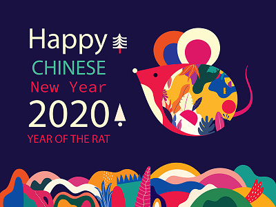 Happy Chinese New Year 2020 animal banner chinese new year colorful design emblem greetings card happy new year illustration logo mouse rat symbol trendy logo vector web