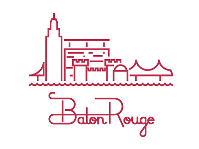 Baton Rouge architecture baton rouge bridge buildings castle digital art hand lettering illustration lettering typography