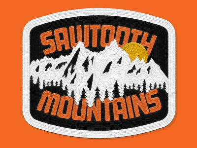 Sawtooth Mountains Patch camping idaho lettering lettering art mockup mountains national forest patch sawtooth sun typography