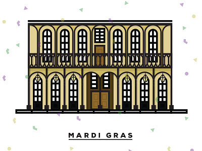 Mardi Gras NOLA architecture design illustration mardi gras new olreans shadows simple