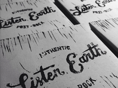 Listen, Earth Demo Covers band block printing hand lettering lettering linoleum music post rock script typography