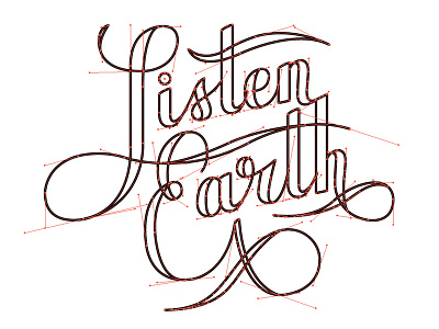 Listen, Earth Type anchor points bezier design earth hand lettering lettering script typography vector