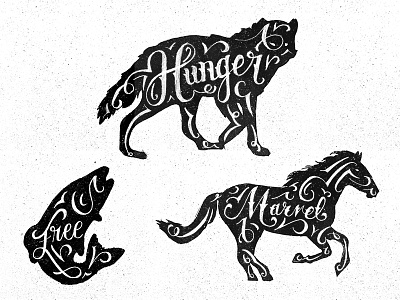 Animal Series - pt. 2 animals flourish hand lettering illustration lettering script silhouette typography