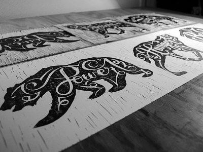 Animal Series Prints animals design hand lettering lettering linoleum printmaking prints