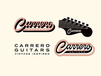Carrero Guitars Branding branding custom type logo custom typography graphic design guitar guitar company guitar illustration illustration lettering logo design script logo