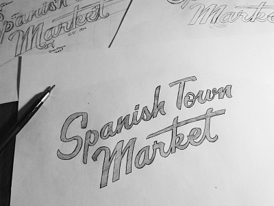 Spanish Town Market brush script custom type custom type logo hand lettering lettering logo logotype script sketch typography