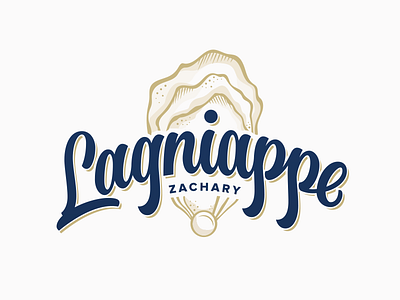 Lagniappe final logo bar branding design lettering oyster restaurant script type typography