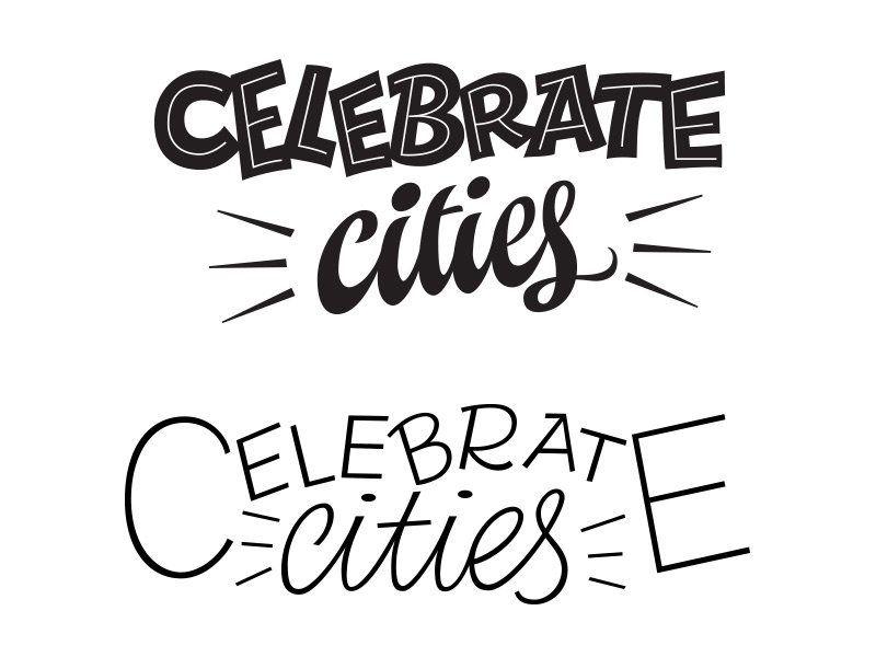 Celebrate cities vector lettering