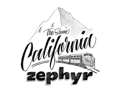 California zephyr california composition design illustration lettering train