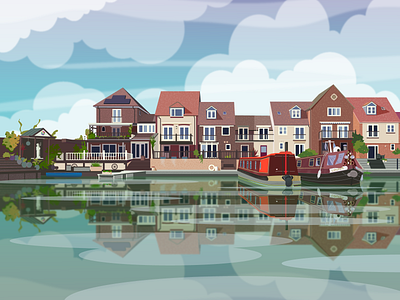 Abingdon Marina | Vector Art abingdon adobe illustrator art buildings card cozy design graphic design houses illustration landscape marina present scenery street united kingdom vector