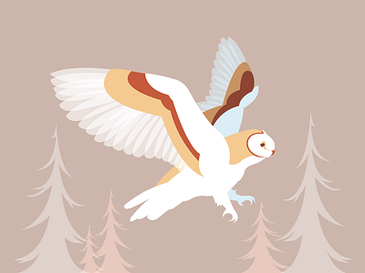 Forest Spirits - the Owl | Art Project adobe illustrator animal art barn owl bird brown design fly forest free graphic design illustration owl spirit vector wild