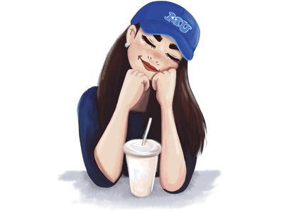 Day dreaming blue coffee day dreaming girl illustration monsters u
