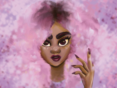 Afro girl afro digital art fashion illustration girl hair illustration kawaii photoshop pink pink hair